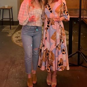 Anthropologie Bloom Wrap Midi Dress Mix Floral by Hutch